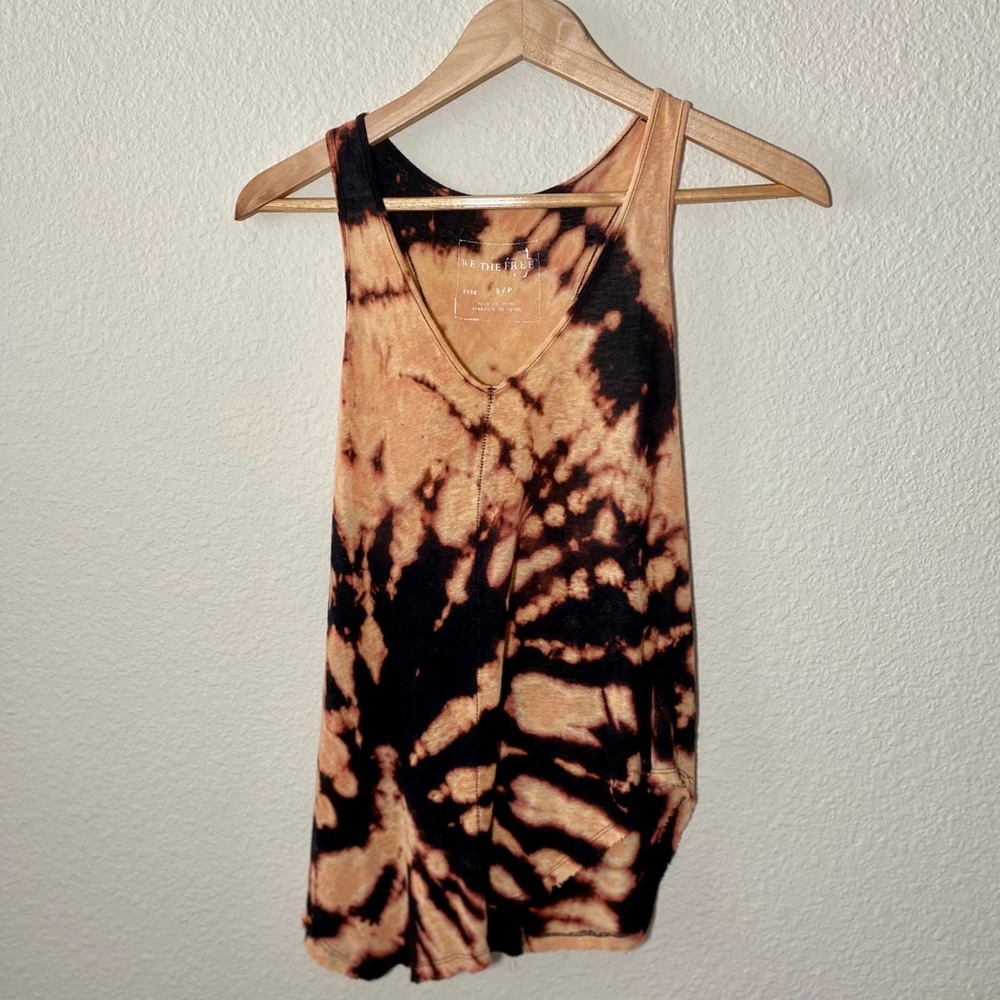 bleach dye asymmetrical racerback tank top